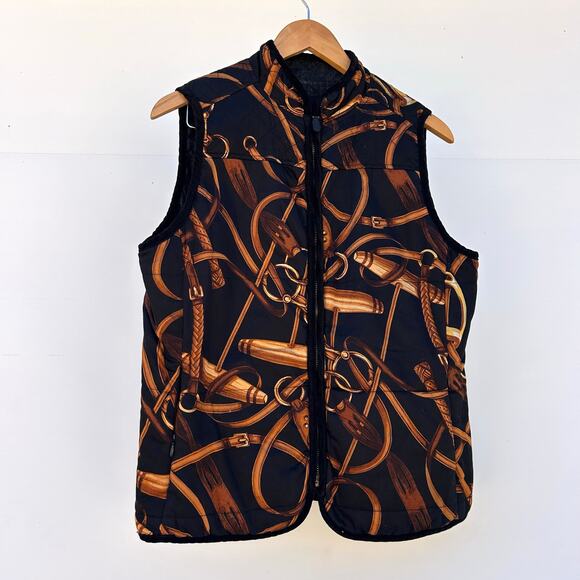 Vintage Ralph Lauren Reversible Denim Jean Equestrian Bridle Vest Large Horse - Picture 10 of 14
